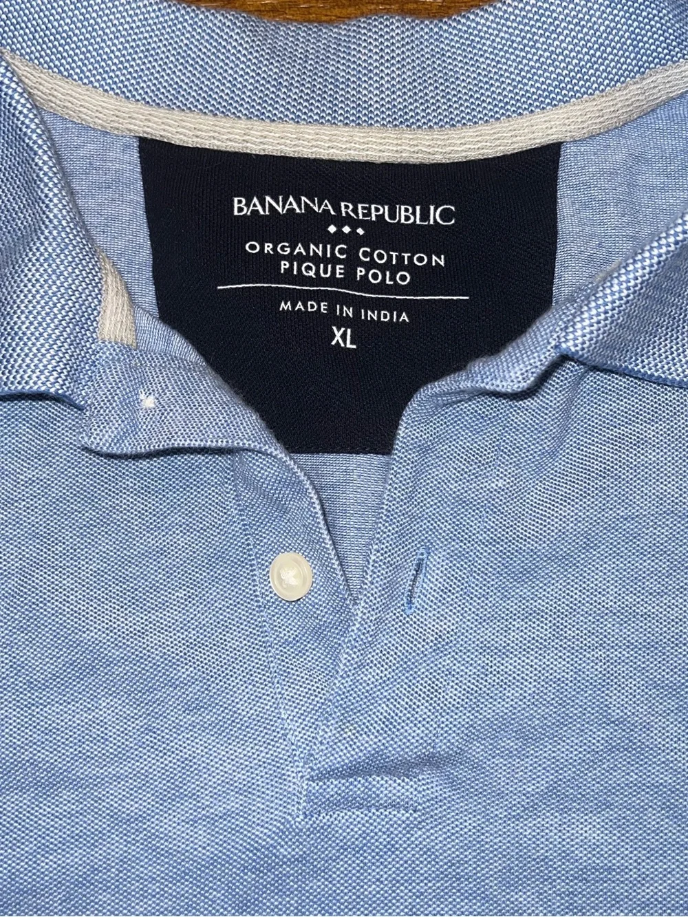 Banana Republic Blue Organic Cotton Pique Knit Polo Shirt Short Sleeve Size XL